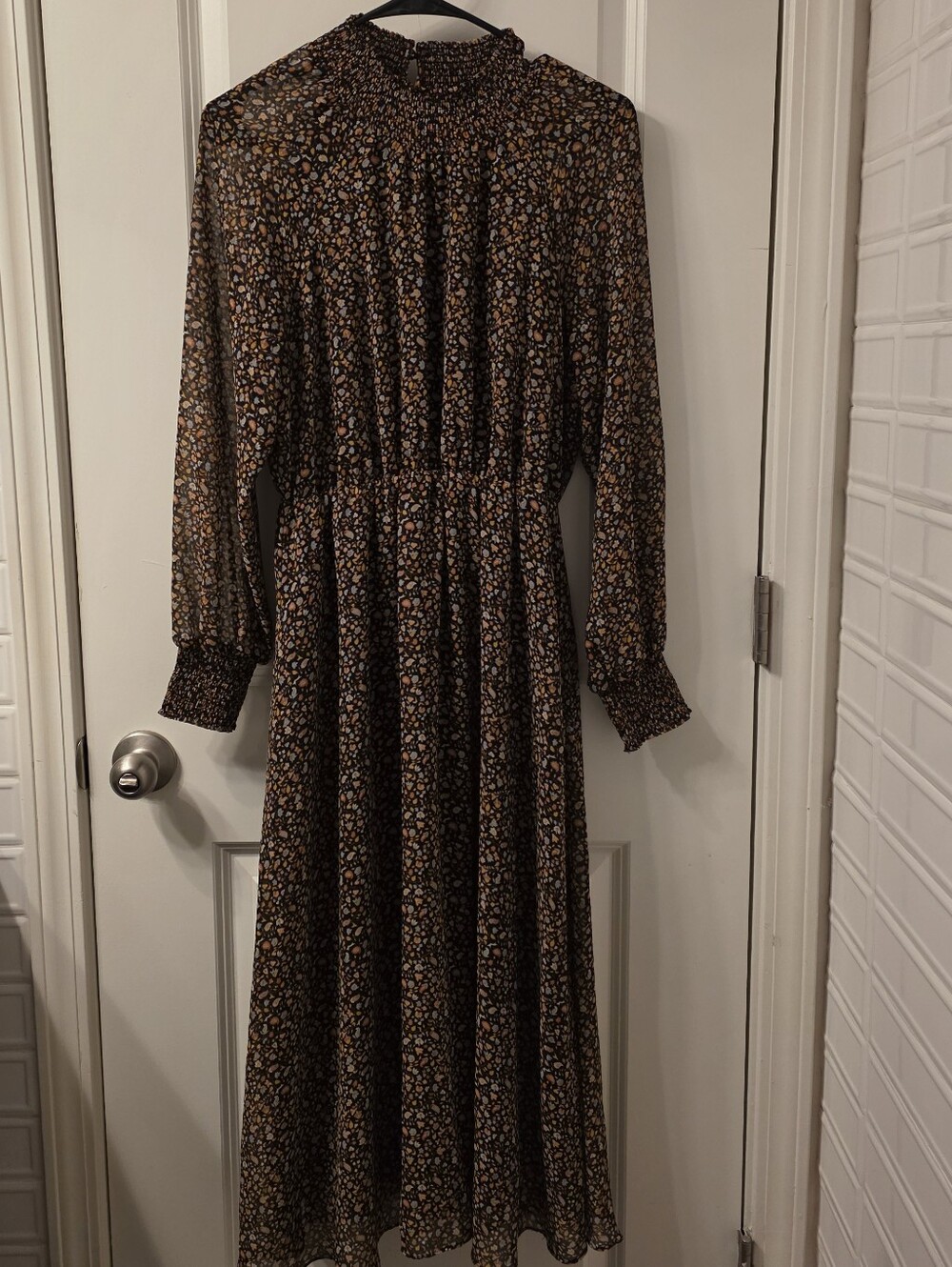 Madewell Medium Black Floral Print Long Sleeve Fall Thanksgiving Pumpkin Dress
